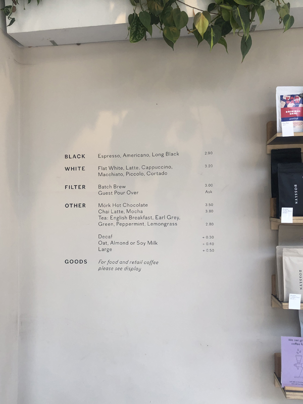 Rosslyn Coffee Shop - Interior Photo - Coffee Menu 
